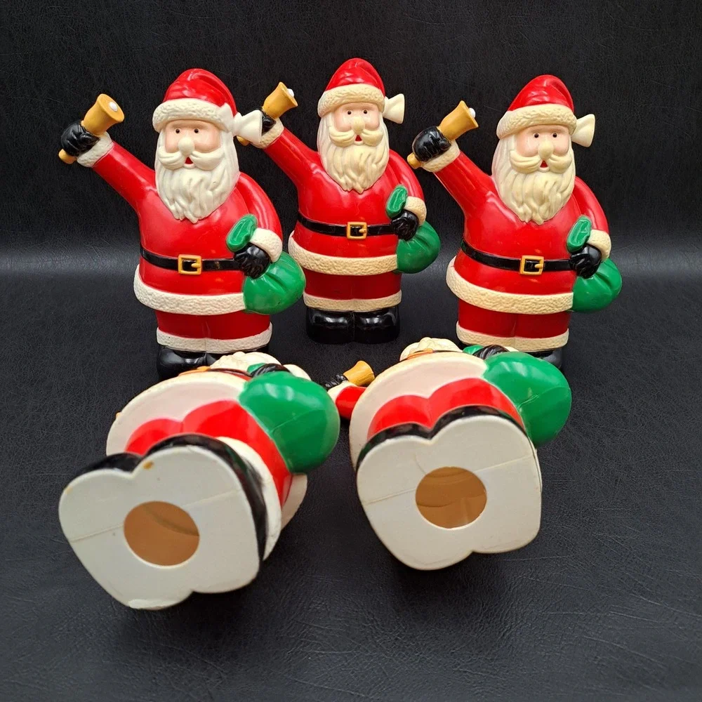 Vintage Plastic Santa Claus Figurines Set of 5 Christmas Blow Mold Style 6 inch‎